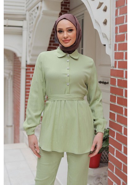 Taş Düğme Detaylı Takım Mint Yeşili fiyatları