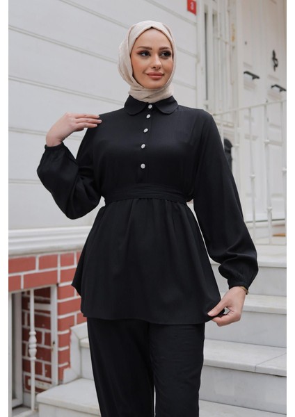 Taş Düğme Detaylı Takım Siyah fiyatları