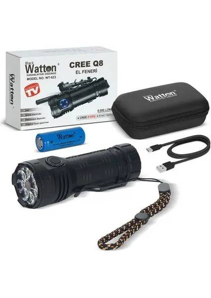 WT-623/8+1 LED ŞARJLI EL FENERİ