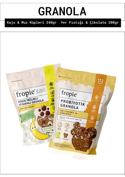 Kids Kaju Muz Küpleri ve Yer Fıstığı Çikolata granola Paketi x2