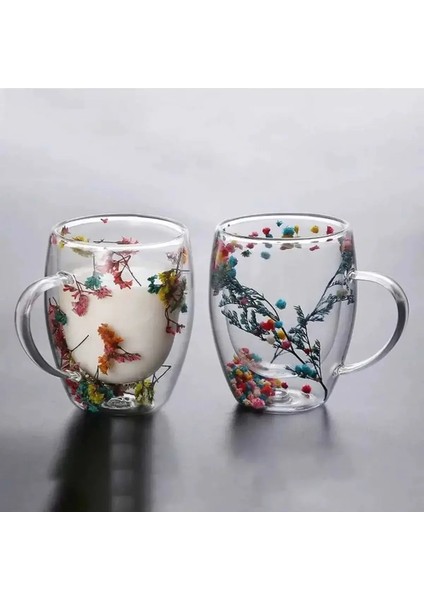 2 Adet Tutku 350 ml Çift Cidarlı Cam Kupa