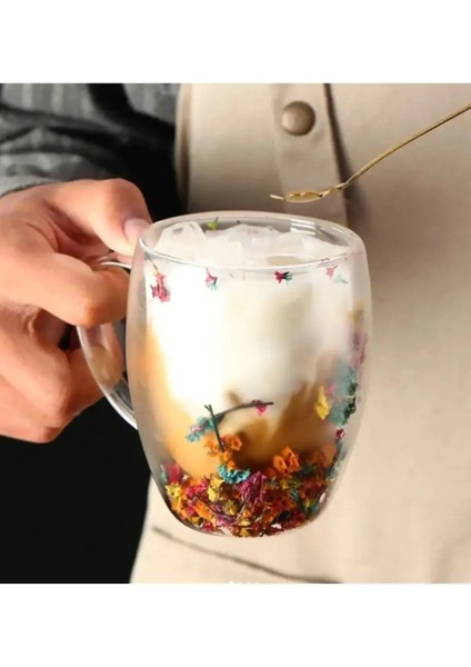 2 Adet Tutku 350 ml Çift Cidarlı Cam Kupa