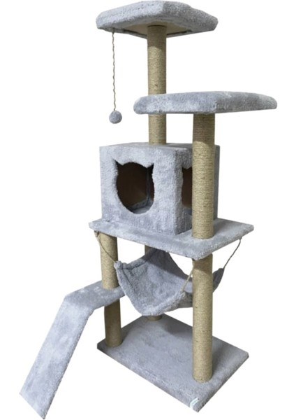 S9 Kedi Tırmalama Kulesi Platformlu 124 cm Gri