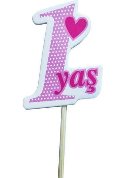 20LI 1 Yaş Cupcake Kürdanı Pembe 9cm