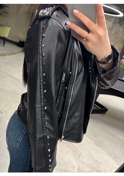 Astera Zımba Detay Deri Ceket Siyah fiyatları