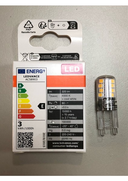 3 Adet Osram G9 LED 3W =30W 320 Lümen 4000 Kelvin Günışığı