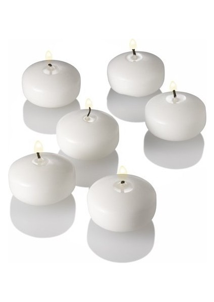 12 Li Çap 5 cm Beyaz Yüzen Mum