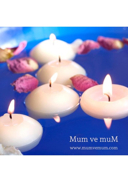 12 Li Çap 5 cm Beyaz Yüzen Mum modelleri