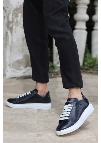 Valendo Lacivert Rugan Garantili Erkek Günlük Casual Bağcıklı Tabanlı Sneaker Spor Ayakkabı VALENDO-5141 fiyatları