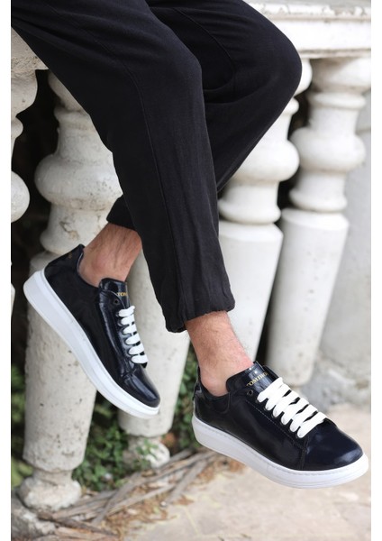 Valendo Lacivert Rugan Garantili Erkek Günlük Casual Bağcıklı Tabanlı Sneaker Spor Ayakkabı VALENDO-5141 modelleri