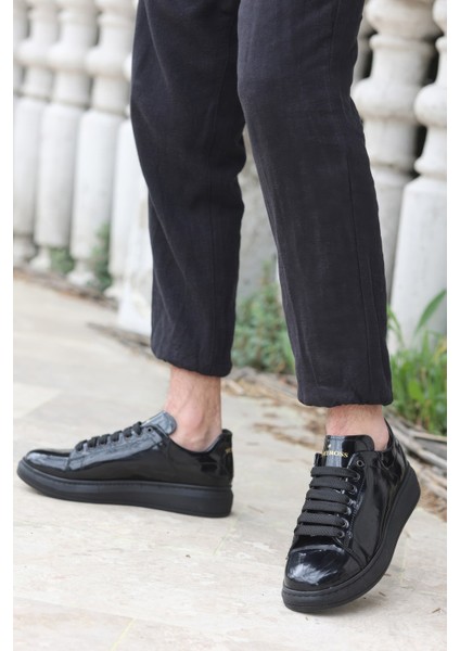 Valendo Siyah Rugan Garantili Erkek Günlük Casual Bağcıklı Tabanlı Sneaker Spor Ayakkabı VALENDO-5141