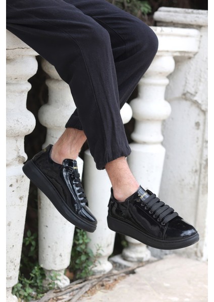 Valendo Siyah Rugan Garantili Erkek Günlük Casual Bağcıklı Tabanlı Sneaker Spor Ayakkabı VALENDO-5141 modelleri