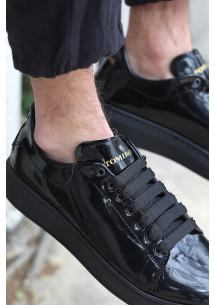 Valendo Siyah Rugan Garantili Erkek Günlük Casual Bağcıklı Tabanlı Sneaker Spor Ayakkabı VALENDO-5141 fırsatları