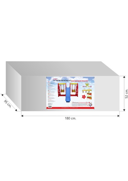 1 Kaydırak 2 Salıncak Set - Çocuk Oyun Parkı - Çocuk Salıncak - Çocuk Kaydırak - Anaokulu - Kreş - Kırmızı Model