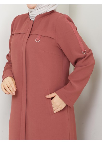 Büyük Beden Yazlık Kadın Tesettür Yarım Pardesü Ferace Kap Giyçık Fermuarlı 20249 modelleri