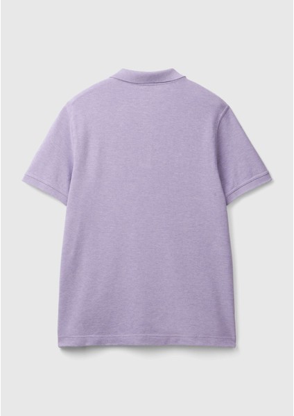 Erkek Lila Pamuk Göğsü Logo Işlemeli Düğmeli Polo T-Shirt fırsatları