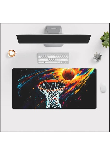70X30 cm Basketbol Potası Temalı Kaydırmaz Taban Speed Yüzey Oyuncu Mouse Pad Gaming