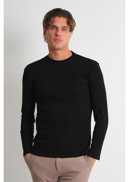 Alexandergardı Bisiklet Yaka Dar Kesim Uzun Kollu Erkek T-Shirt