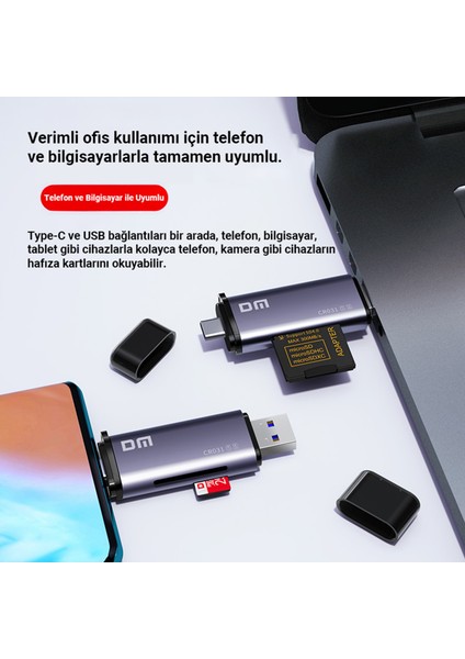 CR031 Usb3.1 ve Type-C Micro Sd Tf – Sd Kart Okuyucu Çevirici