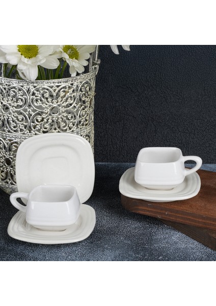 Özel Tasarım El Yapımı Kare Model Tek Kişilik Fincan Takımı