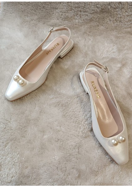 Pearly Çift Inci Detaylı Kare Burun 2 cm Kare Topuklu Babet Gelin Ayakkabısı fiyatları