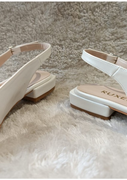 Pearly Çift Inci Detaylı Kare Burun 2 cm Kare Topuklu Babet Gelin Ayakkabısı modelleri