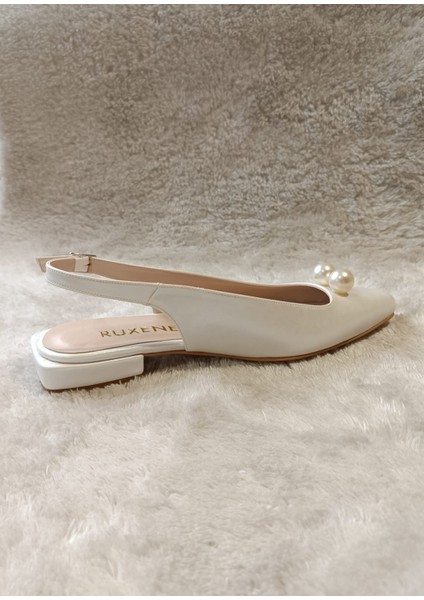 Pearly Çift Inci Detaylı Kare Burun 2 cm Kare Topuklu Babet Gelin Ayakkabısı indirimleri