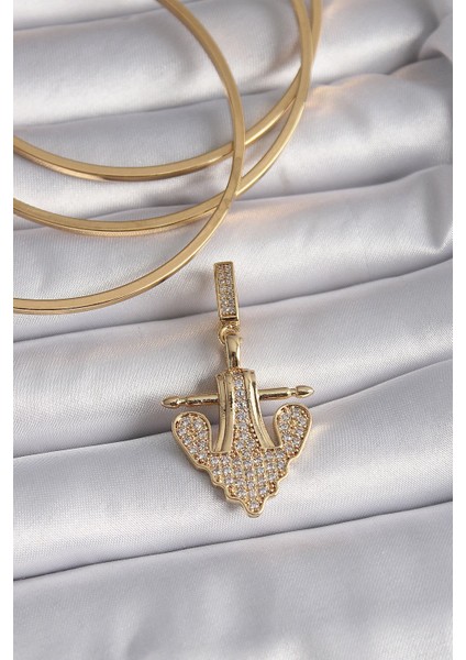 Pirinç Gold Renk Zirkon Taşlı Çapa Model Ajda Charm - TJ-BC1000