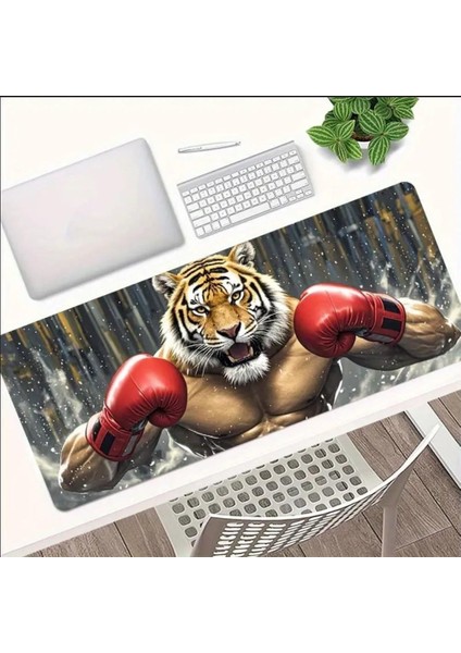 70X30 cm Boksör Kaplan Temalı Kaydırmaz Taban Speed Yüzey Oyuncu Mouse Pad Gaming