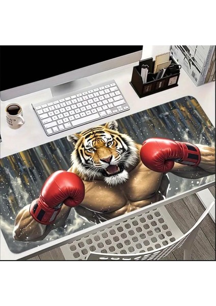 70X30 cm Boksör Kaplan Temalı Kaydırmaz Taban Speed Yüzey Oyuncu Mouse Pad Gaming