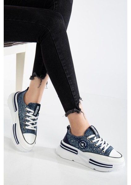 Suins Berly Model Kadın Taş Detaylı Kot Spor Ayakkabı Sneaker