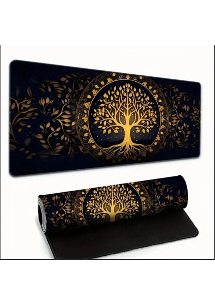 70X30 cm Altın Hayat Ağacı Temalı Kaydırmaz Taban Speed Yüzey Oyuncu Mouse Pad Gaming