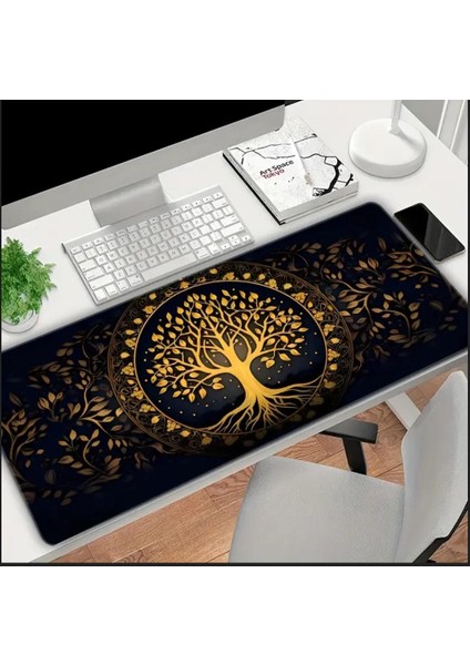 70X30 cm Altın Hayat Ağacı Temalı Kaydırmaz Taban Speed Yüzey Oyuncu Mouse Pad Gaming fırsatları