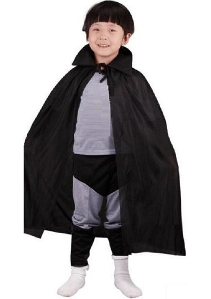 Siyah Renk Yakalı Çocuk Pelerin 90 cm Pop