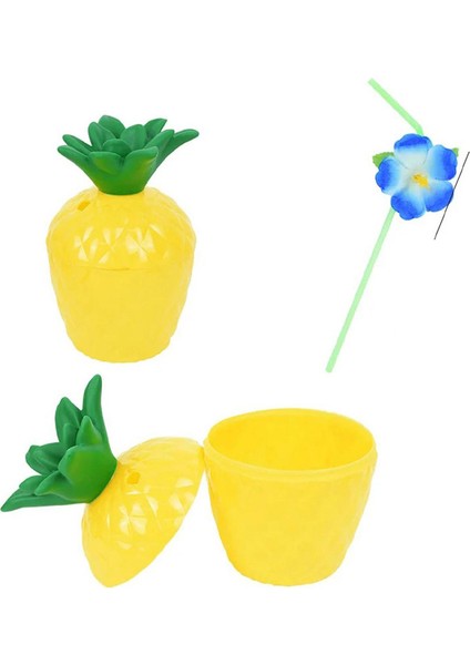 Ananas Hawaii Luau Aloha Pipetli Içecek Kabı Bardak 10X13 cm 1 Adet Pop