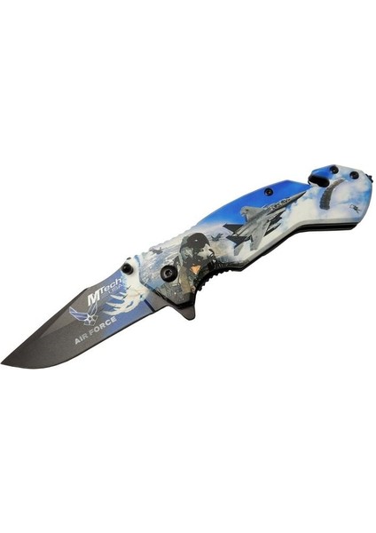 4 23 4 Air Force Kurtarma Kamp Çakı 20CM - Yarı Otomatik, Kemerlikli, Cam Kırma ve Ip Kesme Aparatlı Pop