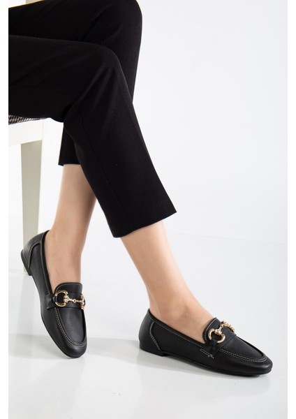 Suins Rody Hakiki Deri Taş Detaylı Kadın Babet Ayakkabı