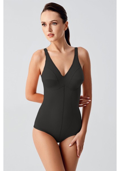 Kadın Korse Body Tüm Vücut Şekillendirici Toparlayıcı Askılı Siyah 369605