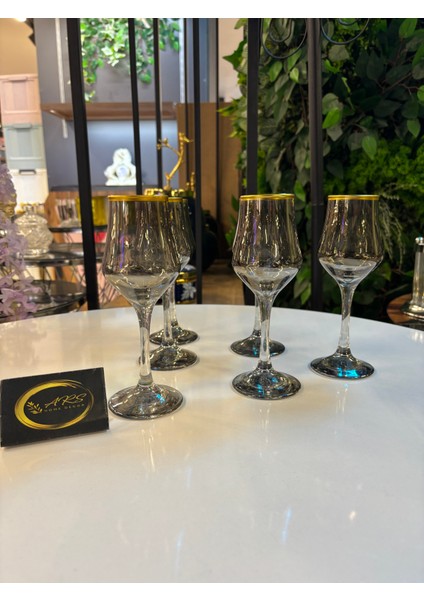 Ars Paşabahçe Grappa Füme Renkli Altın Yaldızlı 6'lı Kahve Yanı Su Bardağı, Meşrubat-Soda Bardağı fırsatları