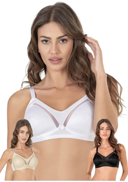 9125 Kadın Sütyen Desteksiz Telsiz Dantelsiz Soft Toparlayıcı B C Cup 3 Adet Beyaz Siyah Bej modelleri