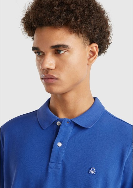Erkek Saks Mavi Regular Fit Kısa Kollu Polo T-Shirt modelleri