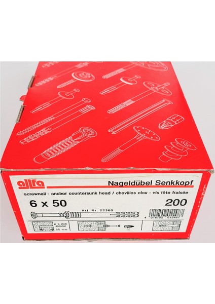 Dubelli Çivi 6 x 50 (Kutu İçinde 200 Adet Bulunmaktadır.)