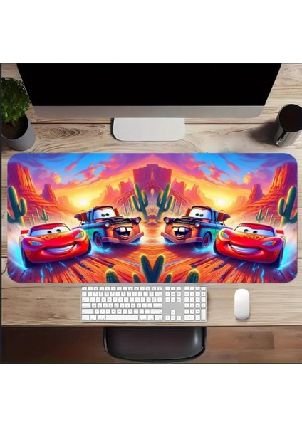 70X30 cm Arabalar Çizgi Film Temalı Kaydırmaz Taban Speed Yüzey Oyuncu Mouse Pad Gaming