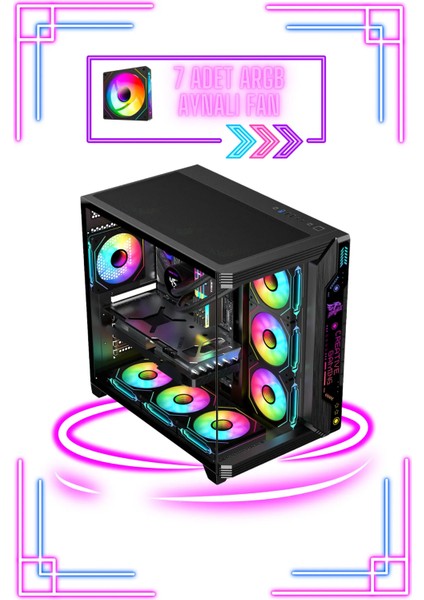 5 7500F-RTX 4060 8 Gb-32 GB Ram-1 Tbm2 Ssd-Siyah Akvaryum Kasa