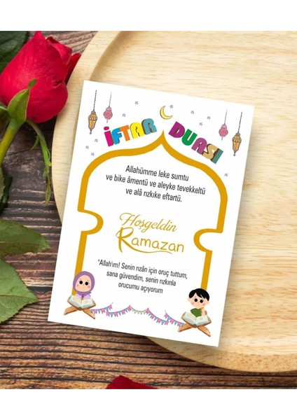 Iftar Duası Kartı Çocuklara Özel 18 Adet 7X10 cm Karton