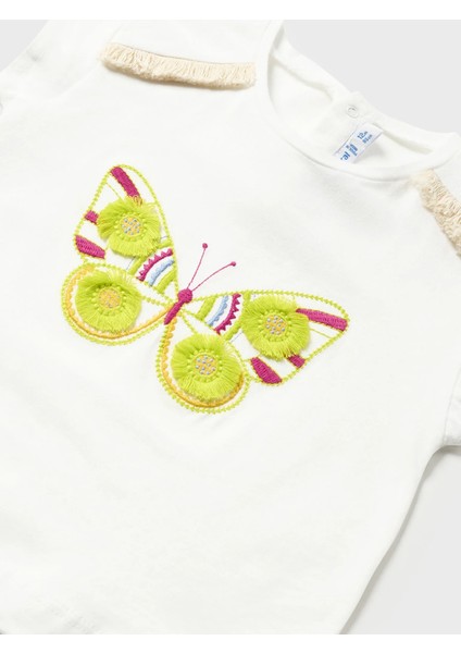 Kız Bebek Kelebek Detaylı Kısa Kollu Tshirt modelleri