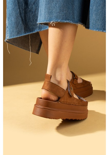 Kalın Taban Ayarlanabilir Cırtlı Kadın Sandalet 024-025-25SÜET fiyatları