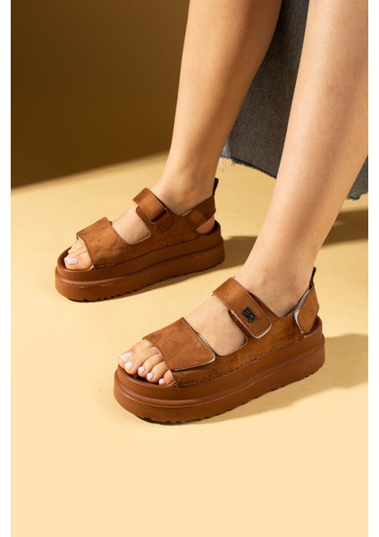 Kalın Taban Ayarlanabilir Cırtlı Kadın Sandalet 024-025-25SÜET modelleri