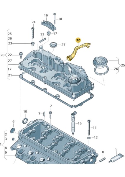 Vw Amarok 2010-2012 2.0tdi Motor Külbütör Kapak Hava Borusu 03L103493H fiyatları