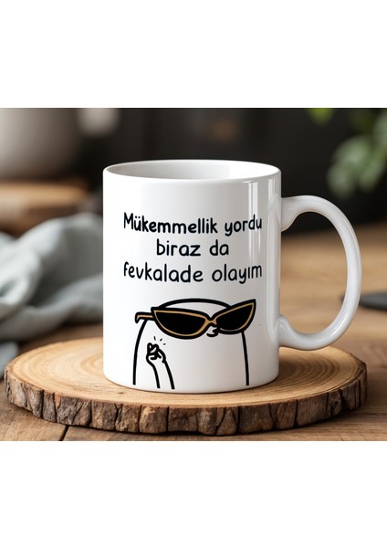 Mükemmellik Yordu Tasarımlı Beyaz Seramik Baskılı Kupa Bardak 330 ml